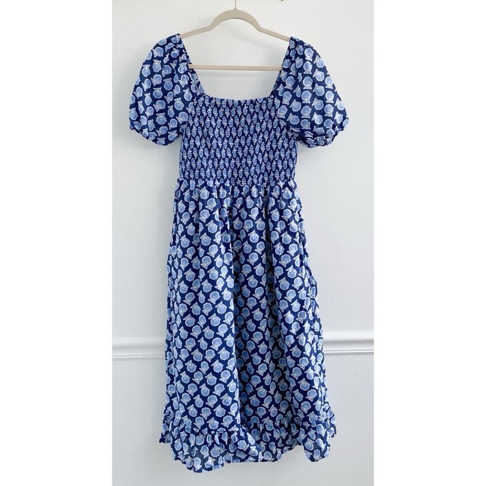 J. Crew Blue and White Midi Dress